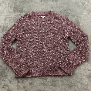 J. Crew Factory Honeycomb Stitch Pullover Sweater SMALL Burgundy Wool Blend